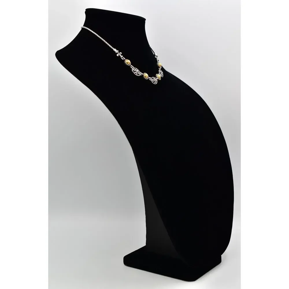 Brighton Barcelona Collar Necklace Silver Plated Gold Tone Retired Signed BinBL